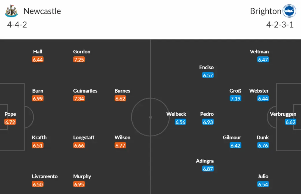 Đội hình dự kiến Newcastle vs Brighton