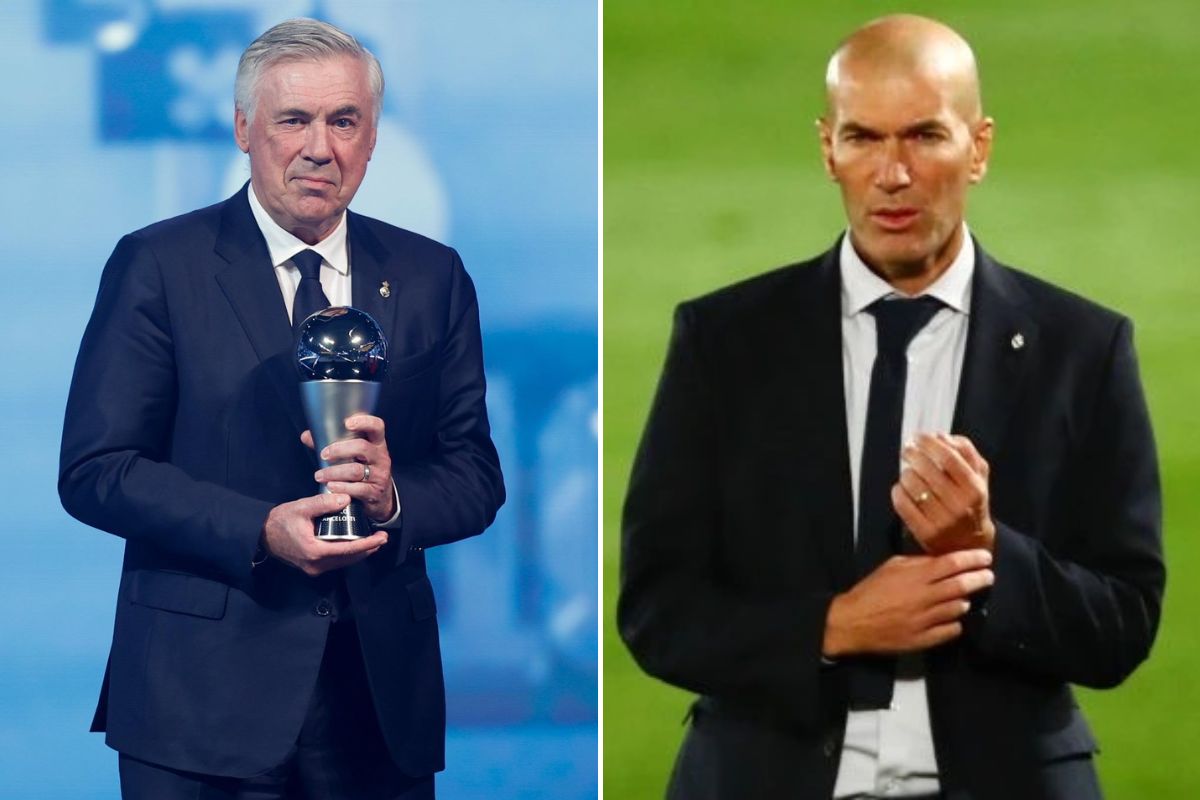 Carlo Ancelotti và Zinedine Zidane, hai vị huấn luyện viên vô địch Cúp C1 nhiều nhất